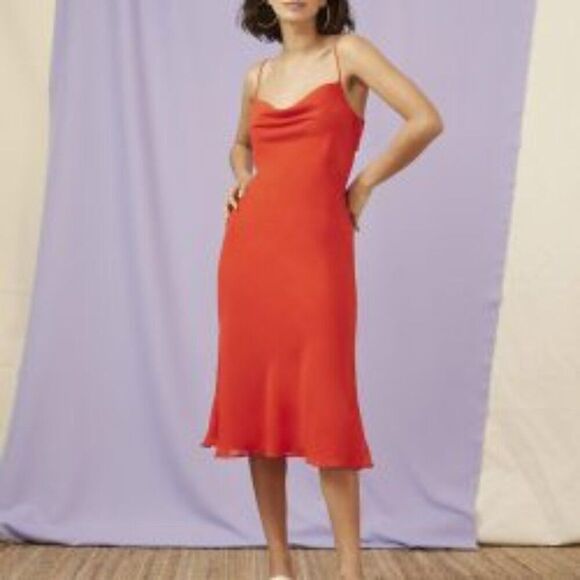 Finders Keepers Nostalgia Midi Slip Dress 20190362 Women's Red Size 8 NWT - Picture 5 of 16